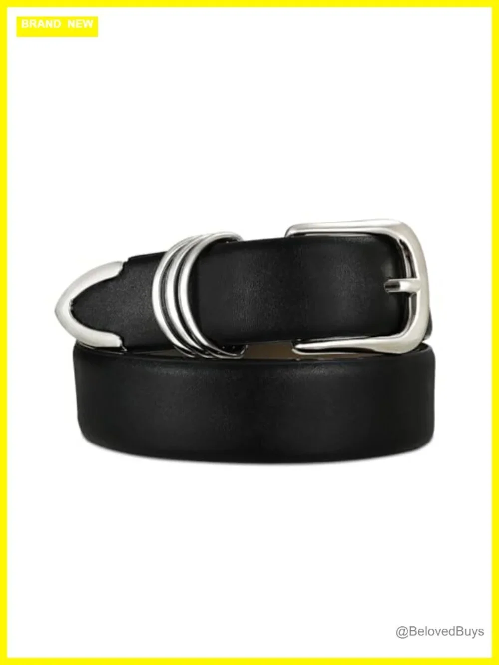 Women's Faux Leather Belt with Metal Silver Buckle Fashion Waist Belt